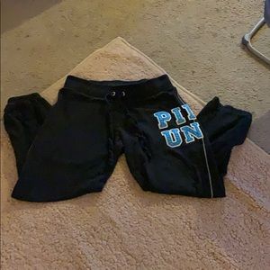 Love pink cropped knee long sweat pants